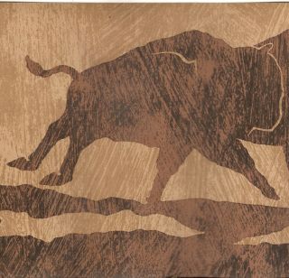 Buffalo Bison Running Western Indian Wallpaper Border