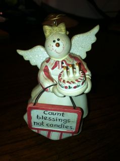 Sandi Gore Evans Birthday Angel Snowman Ornament Count Blessings not