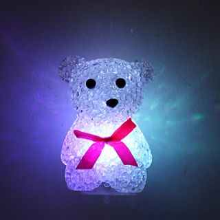 Novidade Urso estilo colorido Crystal Light lâmpada LED Night (3xLR44