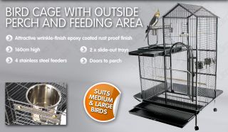 Large Indoor Bird Budgie Parrot Wire Cage Aviary Perch Portable on