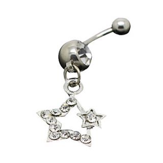 EUR € 4.41   verzilverde roestvrij staal strass navel / oor piercing