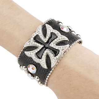 EUR € 8.45   Holy Cross Rivet brede leren armband, Gratis Verzending