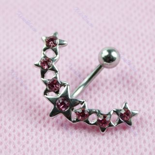  Star Crystal Rhinestone Belly Navel Button Bar Ring Piercing