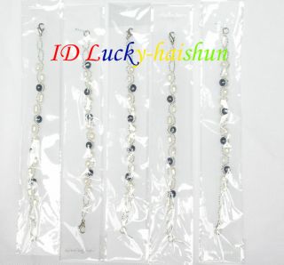 Genuine 6 5 5pieces White Black Pearls Baby Bracelets J7634
