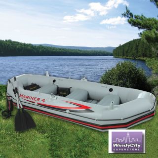 Intex Mariner 4 Inflatable Raft River Lake Dinghy Boat Oars Set
