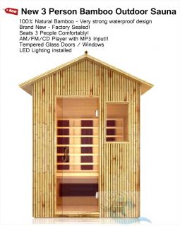  Person Outdoor Bamboo FIR Far Infrared Sauna SPA   All Weather Design