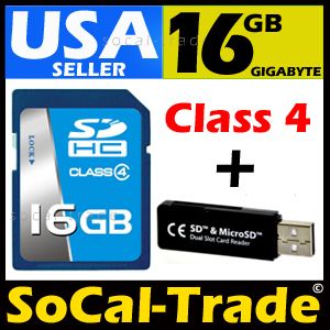 New Intel 16GB SD HC Class 4 Memory Card Micro Reader