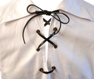 Innes & Cromb Scottish Jacobite/Jacobean Ghillie Kilt Shirt In White