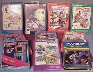 10 Intellivision Games with Boxes Overlays Instructions