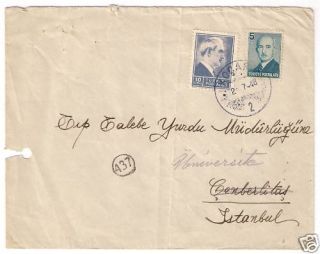 1948 Turkey Cover with Inonu Stamps with Kocak Cancel