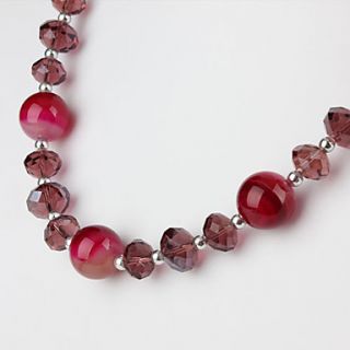 USD $ 7.59   Round Agate Crystal Necklace For Women (Rose),