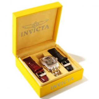 Invicta Mens Lupah 1253 Mechanical Skeleton Gold Tone SS Watch Extra