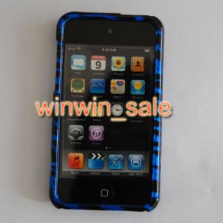  Apple iPod Touch 4 G 4G 4th 8GB 32GB 64GB Blue Zebra Hard Case Cover