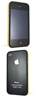  Cover TPU w Metal Buttons for Apple iPhone 4 s 4S Black Yellow