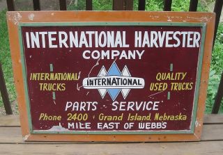 INTERNATIONAL HARVESTER Co. Dealership Sign Trucks Used Trucks Parts