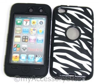 iPod Touch 4 4th GEN Zebra Design Armor Dual Layers Rugged Defender