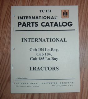 International Cub Lo Boy 154 184 185 Illustrated Parts List Manual