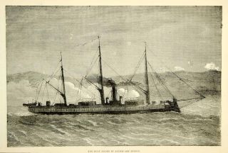  Engraving Rolf Krake Danish Ironclad Ship Navy Franco Prussian War Art
