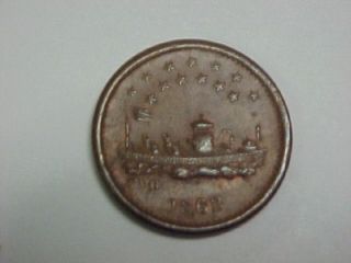 1863 UNION FOR EVER & IRONCLAD SHIP CIVIL WAR TOKEN. MADE OF COPPER
