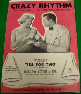 Sheet Music Crazy Rhythm Tea for Two 1928 Doris Day