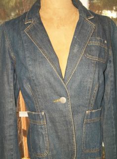 Isaac Mizrahi for Target Blue Denim One Button Blazer Large