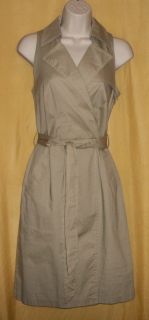 Isadora Collection Beige Khaki Wrap Dress Top Collar Lapels Belt