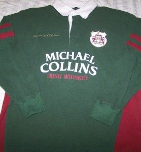 Michael Collins Irish Whiskey Rugby Shirt Large Long Sleeve Polo