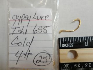 Lot of 25 Gypsy Lure Gold Ishi Hooks Size 4 655 New
