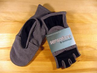 Isotoner Sensations Womens Fleece & Nylon Fingerless Gloves Mittens