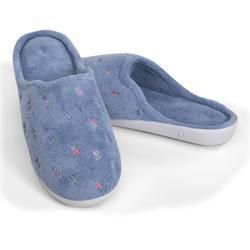 Isotoner Blue Embroidered Terry Clog Slipper Ladies New