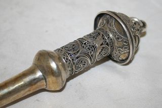 Italian Antique Judaica Torah Pointer Yad Sterling Silver Filigree