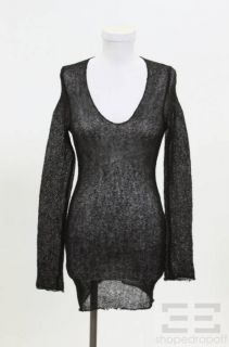 Isabel Marant Black Wool Sheer Knit V Neck Sweater Size 1