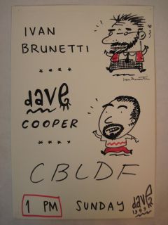 Ivan Brunetti Dave Cooper Drawing Hand Signed Display Piece SDCC 1999