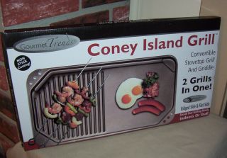  GOURMET TRENDS CONEY ISLAND GRILL CONVERTIBLE STOVETOP GRILL / GRIDDLE