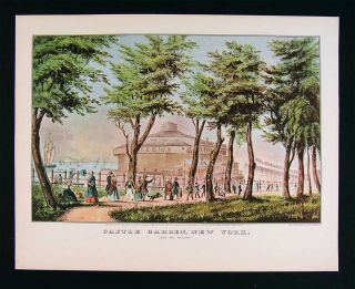 Currier and Ives Print Castle Garden New York City Battery Park 1952