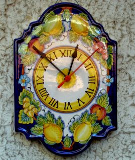 Deruta Italian Pottery New Frutta Blue Wall Clock