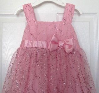 IZ Amy Byer Glittery Pink Sheer Overlay Dress Size 6 $56