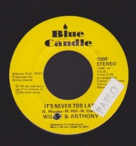  ANTHONY sugar sugar sugar/its never too late SOUL 45 on BLUE CANDLE