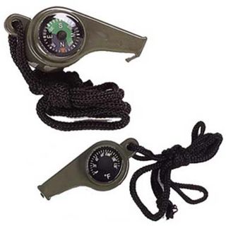 in 1 Survival Compass Whistle Thermometer and Lanyard