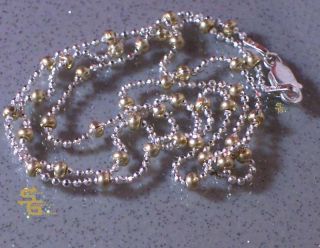 Italian Jewelry Sterling Silver Gold Bead Chain Necklace