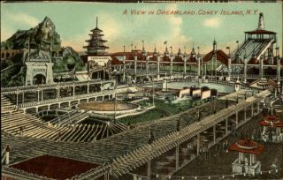 Coney Island NY Dreamland Amusement Park c1910 Postcard