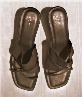 Italian Shoemakers Classy Slides Sandals Womens 9 2 Heel Dark Walnut