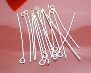 Wholesale 100 Pcs Silver Plated Eye Head Pins 40mm Jewelry Findings