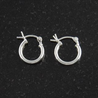 Sterling Silver 12mm Hinged Hoop Earrings Round 925 Italy Italian