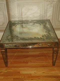 Italian Mirrored Table Early 1900s Reverse Glass Paint