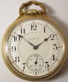 Antique 1910 Raymond Elgin 19J RR Railroad GJS Lever Set Pocket Watch