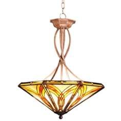 tiffany amber glass inverted pendant chandelier