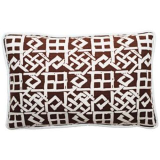 Modern Lattice Brown and White 17 Wide Lumbar Pillow   #T6207