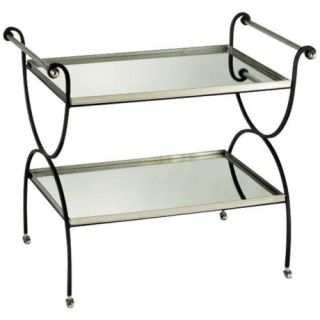 Natural iron finish. Glass top tables. Lower glass shelf. 31 1/4 high