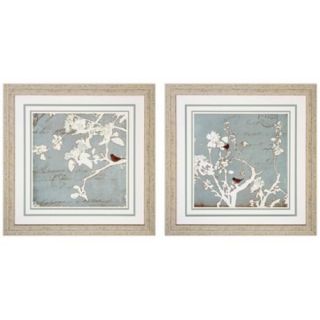 Set of 2 Framed Japanese Songbird Wall Art Prints   #V6595  